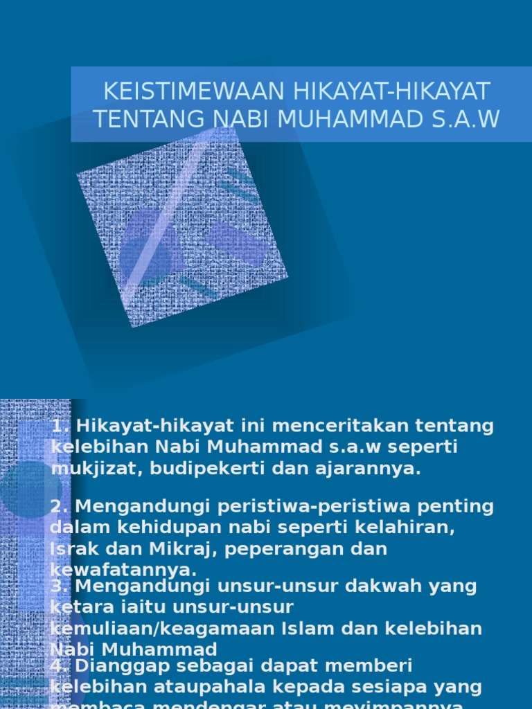 Keistimewaan Hikayat Hikayat Tentang Nabi Muhammad S