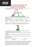 Exercícios Resolvidos de lançamento Oblíquo