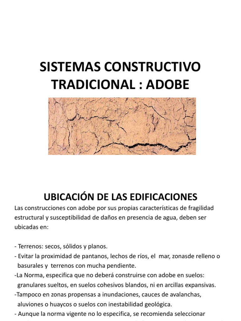 SISTEMAS CONSTRUCTIVO TRADICIONAL ADOBE pptx Fundaci n Ingenier a 