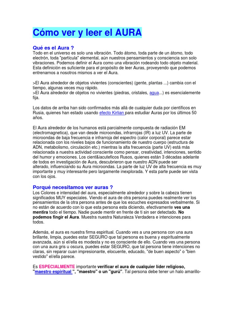 Cómo Ver y Leer El AURA PDF Percepción visual Color