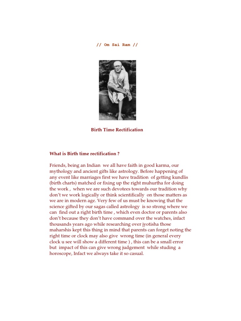 Birth Time Rectification Download Free PDF Horoscope Zodiac