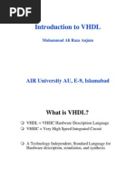 Introduction To VHDL: AIR University AU, E-9, Islamabad