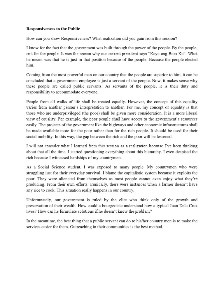 DLP5Responsiveness to the Public, Essay on Civil Service Commission