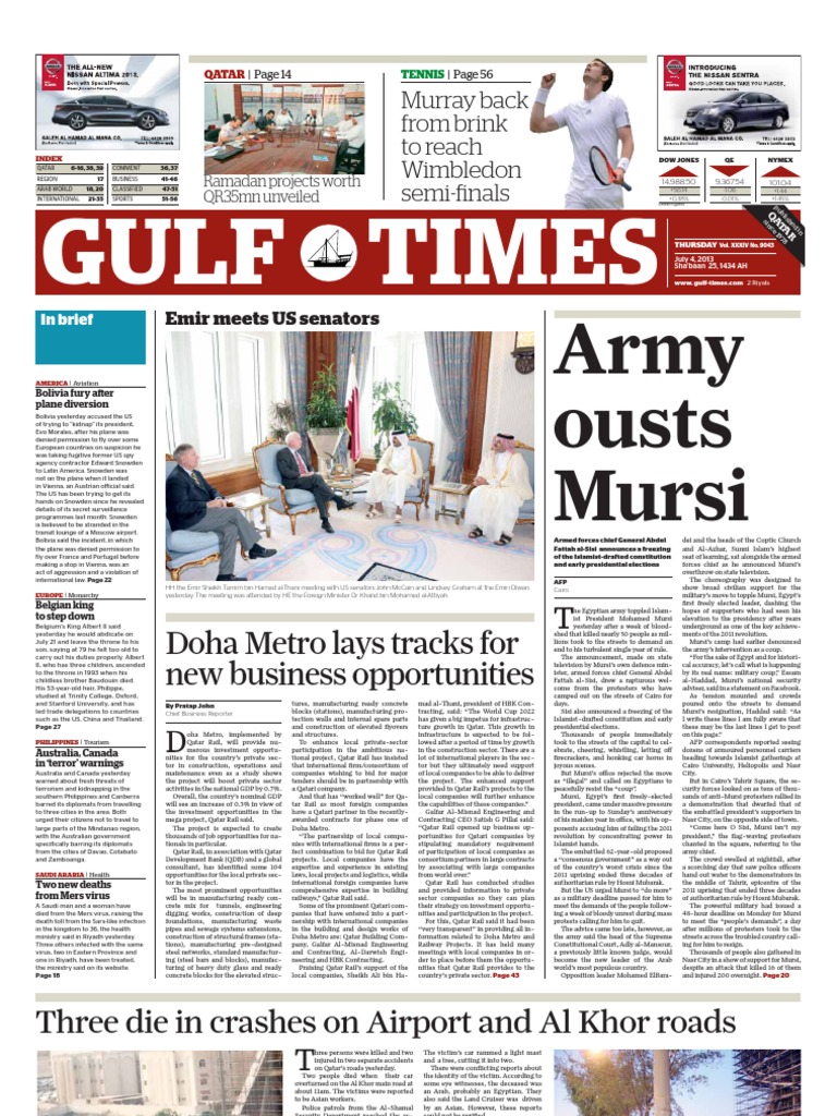 Gulf Times Doha Metro Lays Tracks For New Business Opportunities PDF Mohamed Morsi Hajj pic