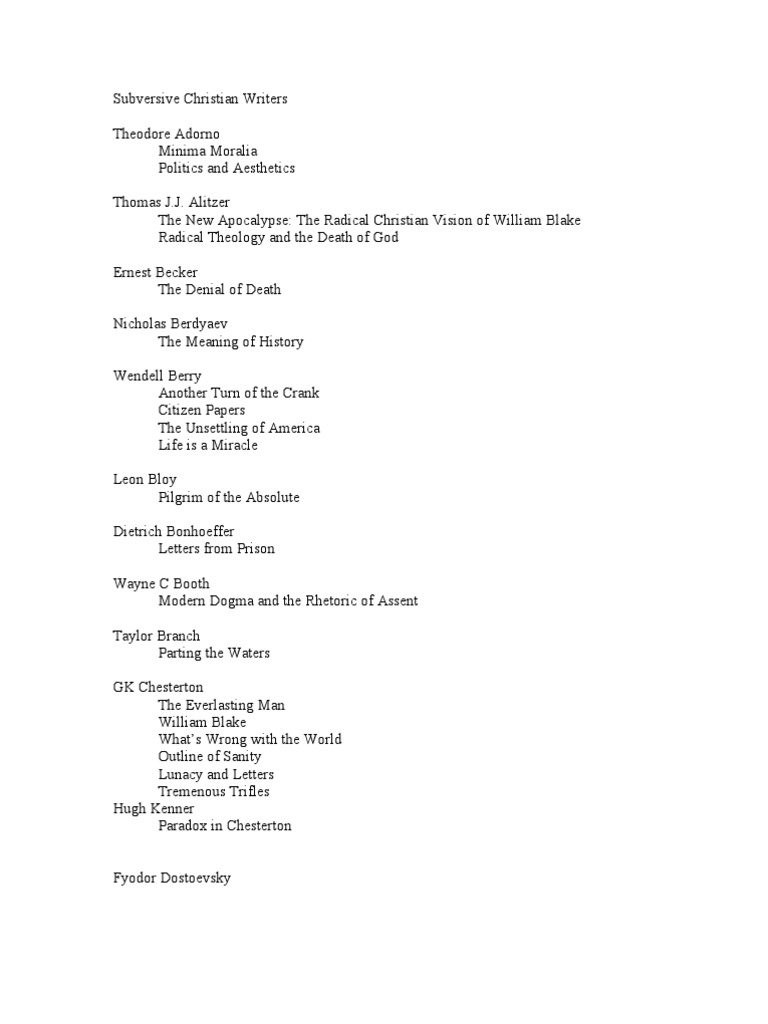 Subversive Christian Literature Insights | PDF | William Blake ...