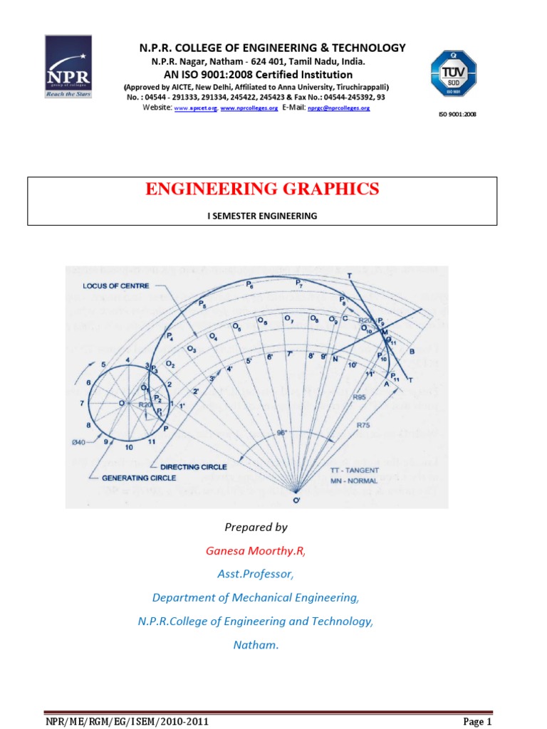 Engineering Graphics: N.P.R. College of Engineering & Technology | PDF ...