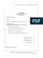 SM Tenby: Mid Year Examination JUNE/JULY 2013 ENGLISH (Paper One) 1 Hour KBSM 1 DATE