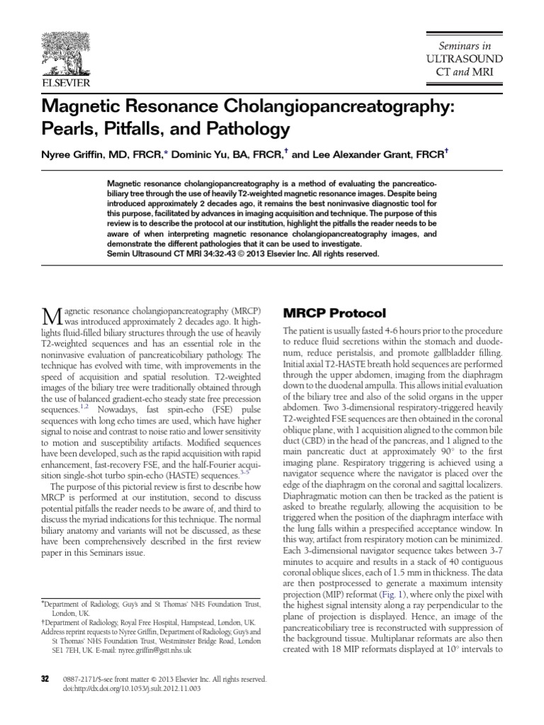 MRCP: Techniques, Pitfalls, Pathologies | PDF | Pancreas | Magnetic ...