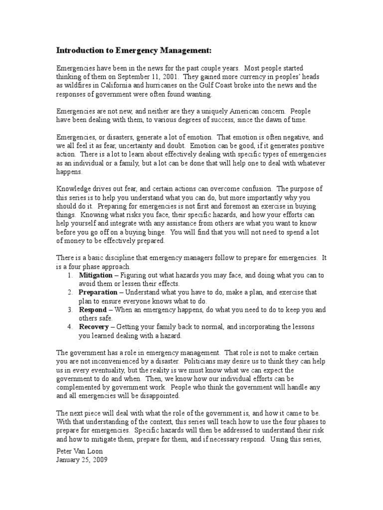 Understanding Emergency Management Basics | PDF | Incident Command ...