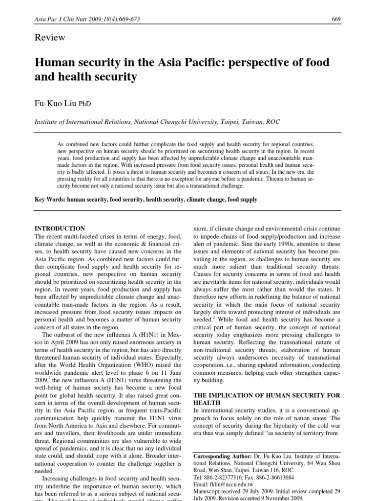 Food Security Asia Pacific | PDF | Influenza Pandemic | Human Security