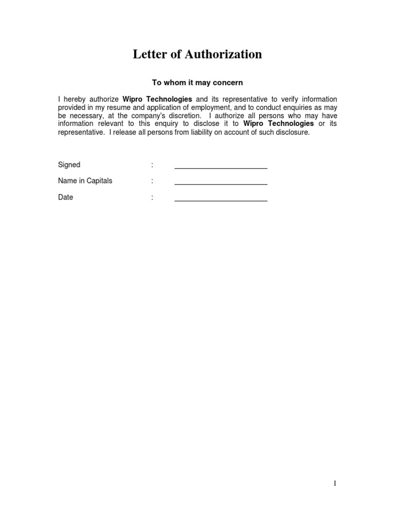 Letter Of Authorization Pdf