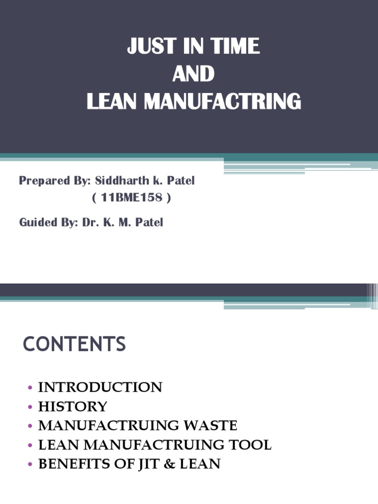 Just in Time | PDF | Lean Manufacturing | Industries