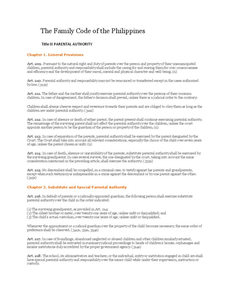 Parental Authority in Philippine Law | PDF | Legal Guardian | Parent