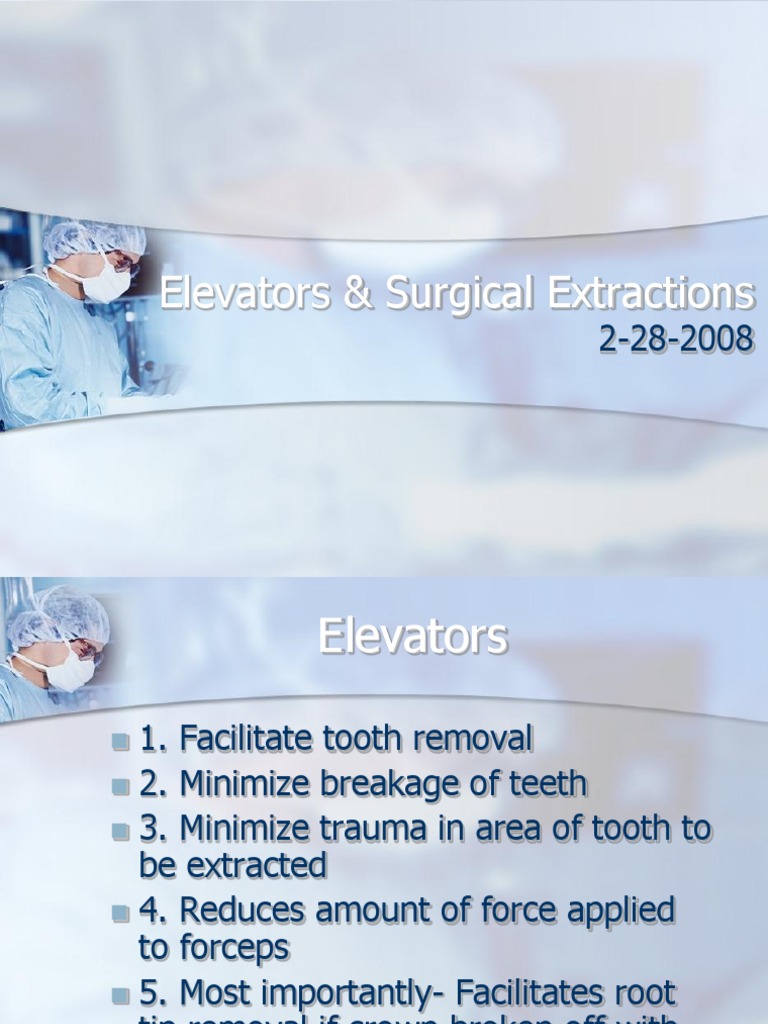 Elevators in Surgical Tooth Extractions | PDF | Home & Garden