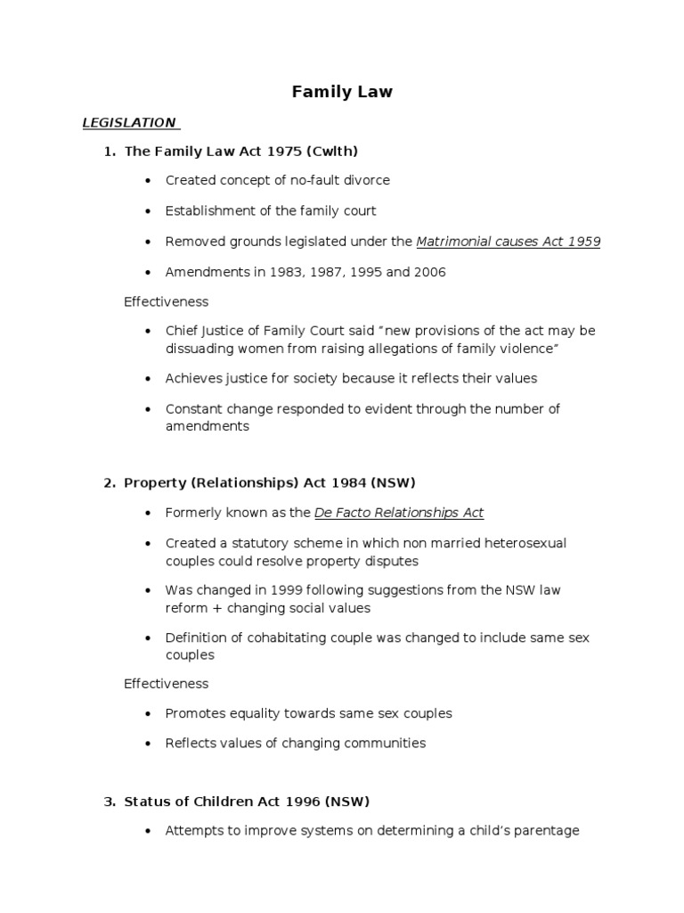 1. The Family Law Act 1975 (Cwlth) International Criminal Court