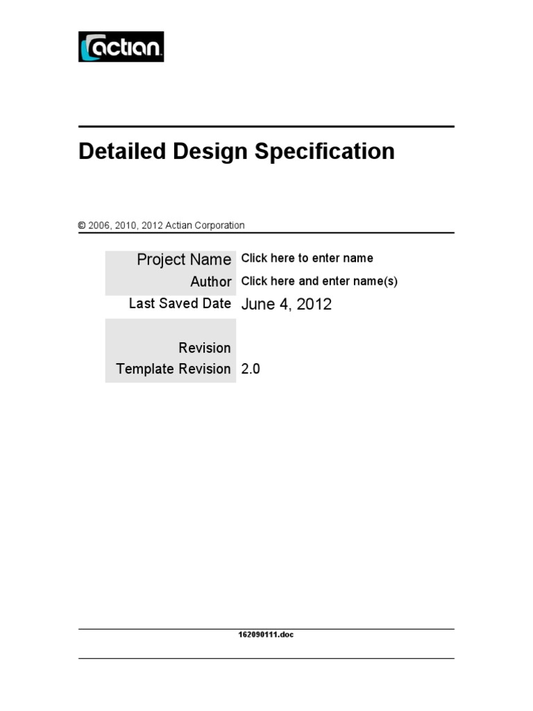 Detailed Design Specification: Project Name June 4, 2012 | PDF | Unit ...