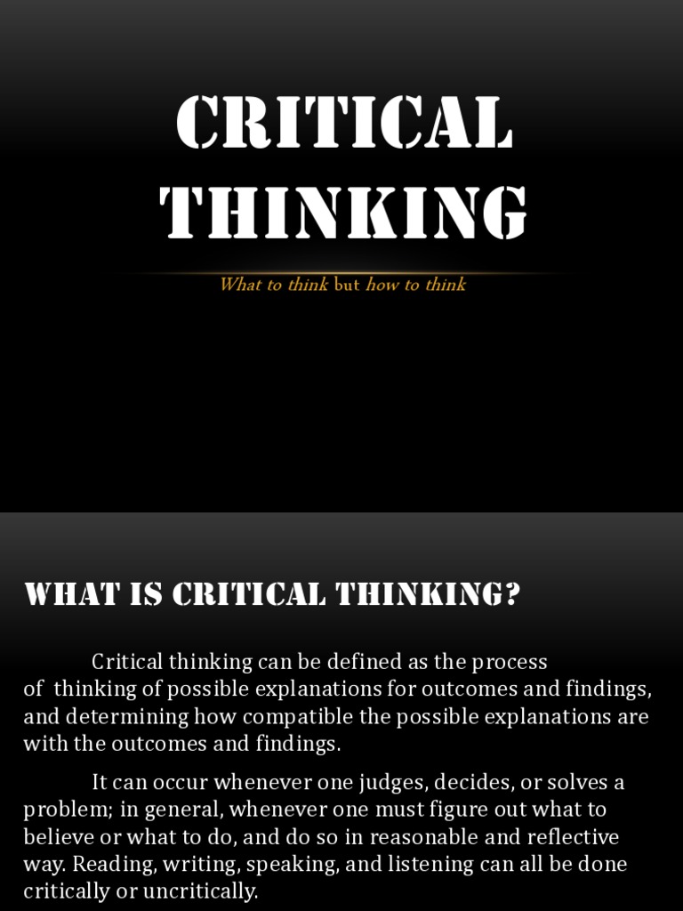 Cultivating Critical Thinking An InDepth Look at the Importance