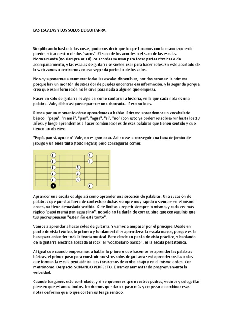 Introducción a la Escala Pentatónica | PDF | Acorde (Música) | Escala ...