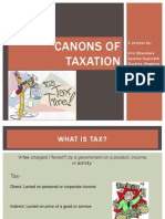 Canons of Taxation: A Project by - Ur VI Bhandare Aparna Gopinath Ruchita Waghela