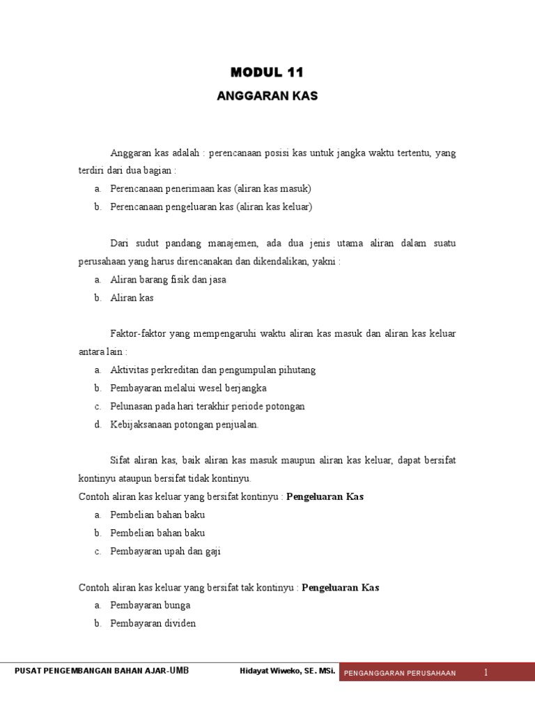 Anggaran Jualan Dan Kas Masuk Kumpulan Informasi