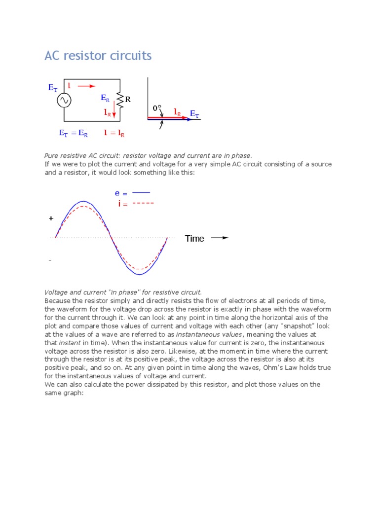 AC Resistor Circuit Dynamics | PDF