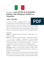 63 Aniversario Del Día de La República Italiana y Día Inmigrante Italiano en Argentina