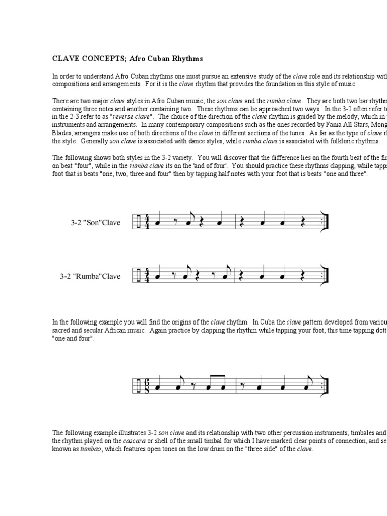 CLAVE CONCEPTS Afro Cuban Rhythms | PDF