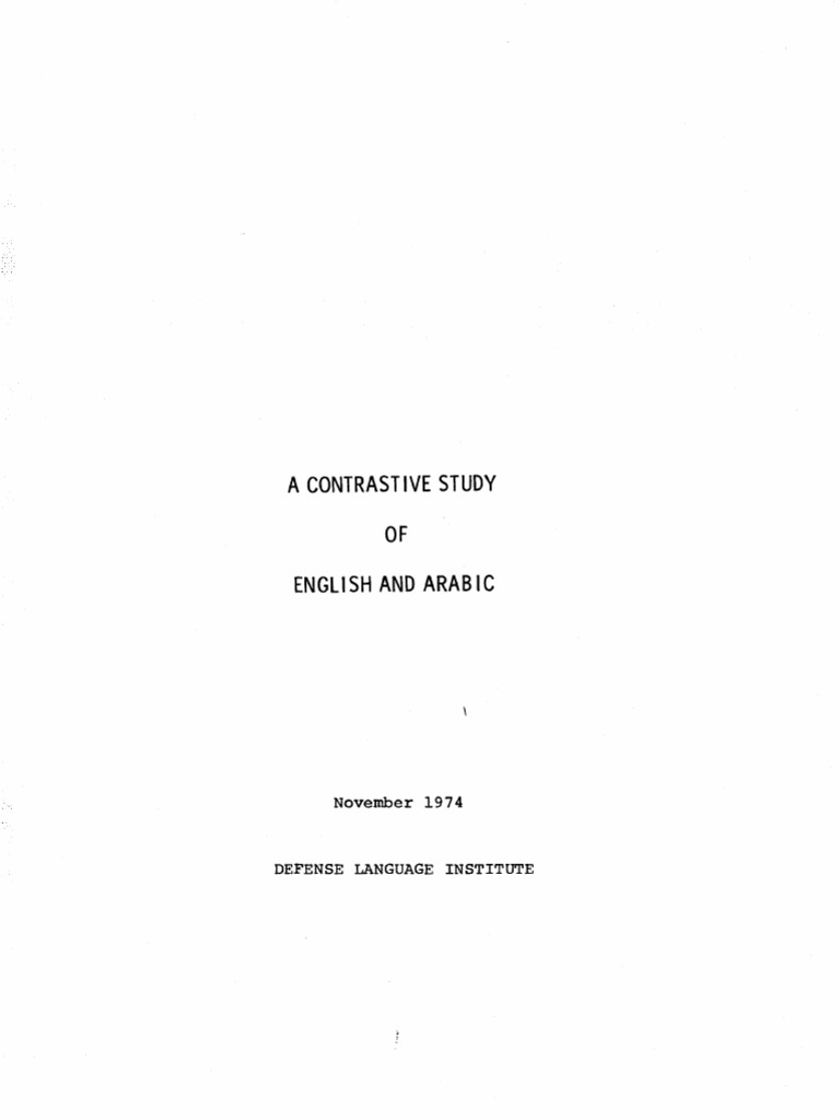 A Contrastive Study of English and Arabic | PDF