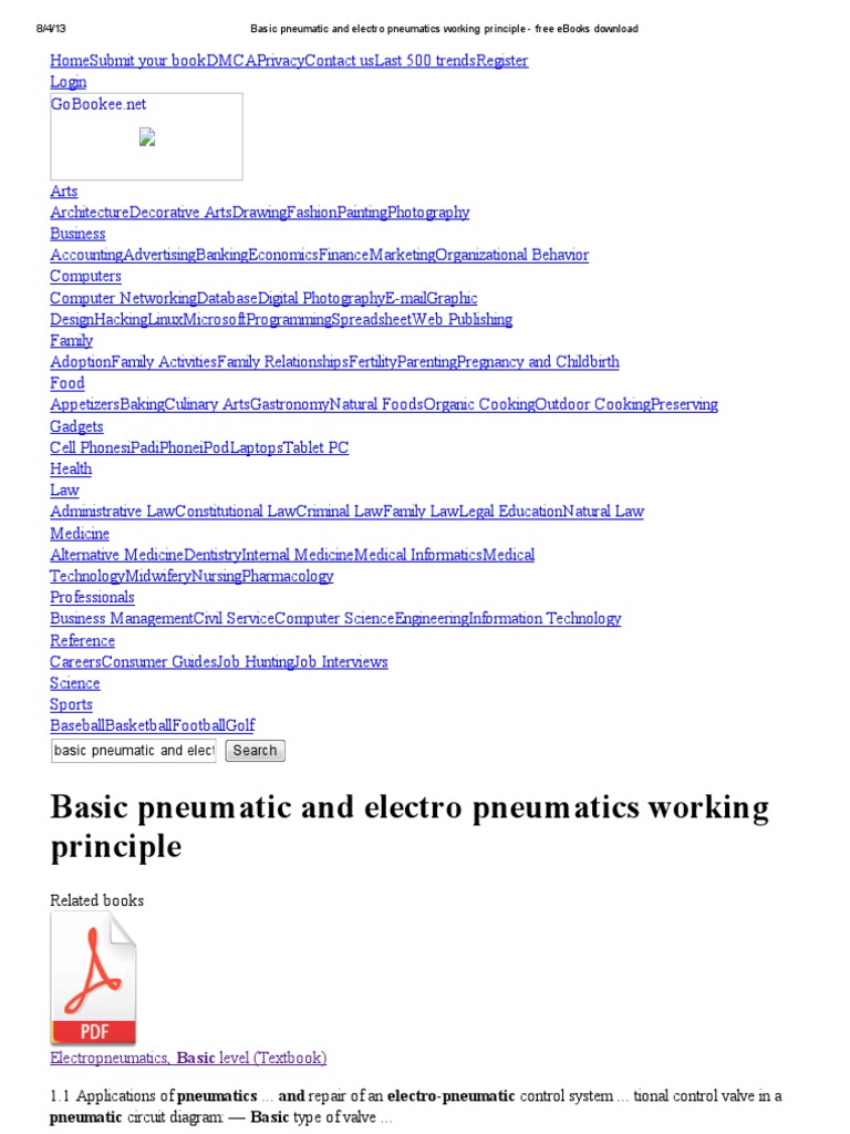 Basic Pneumatic and Electro Pneumatics Working Principle Free Ebooks