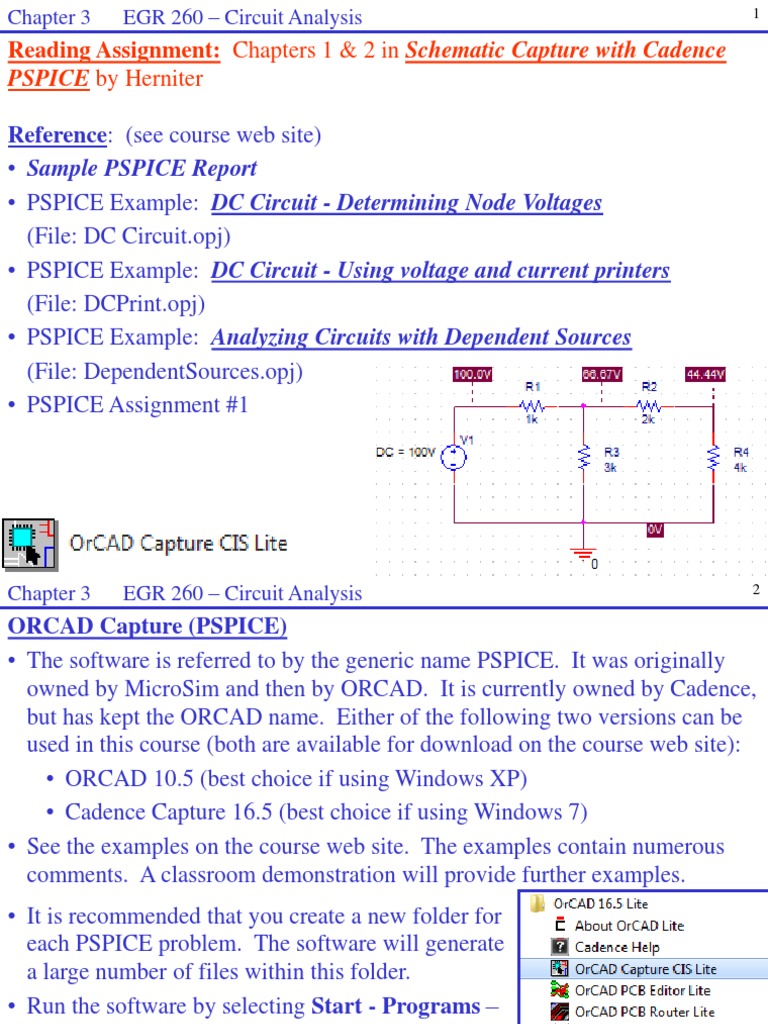 PSPICE Circuit Analysis Guide | PDF | Electronic Circuits | Network ...