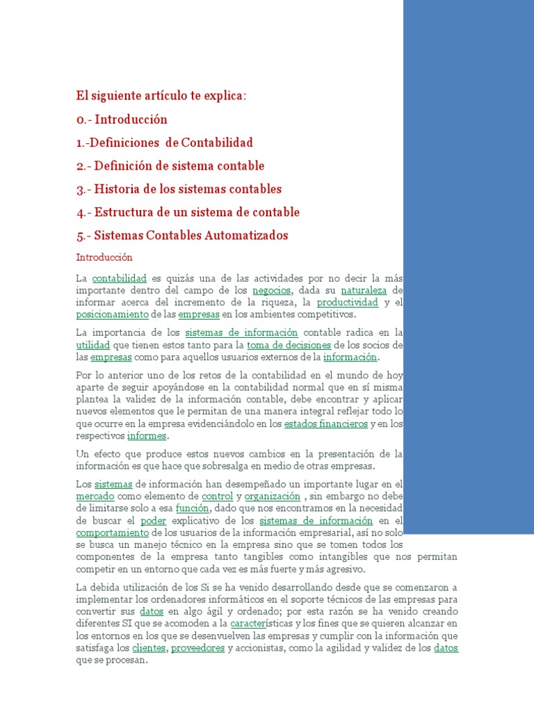 Definición y Tipos de Sistemas Contables | PDF | Contabilidad | Sistema ...