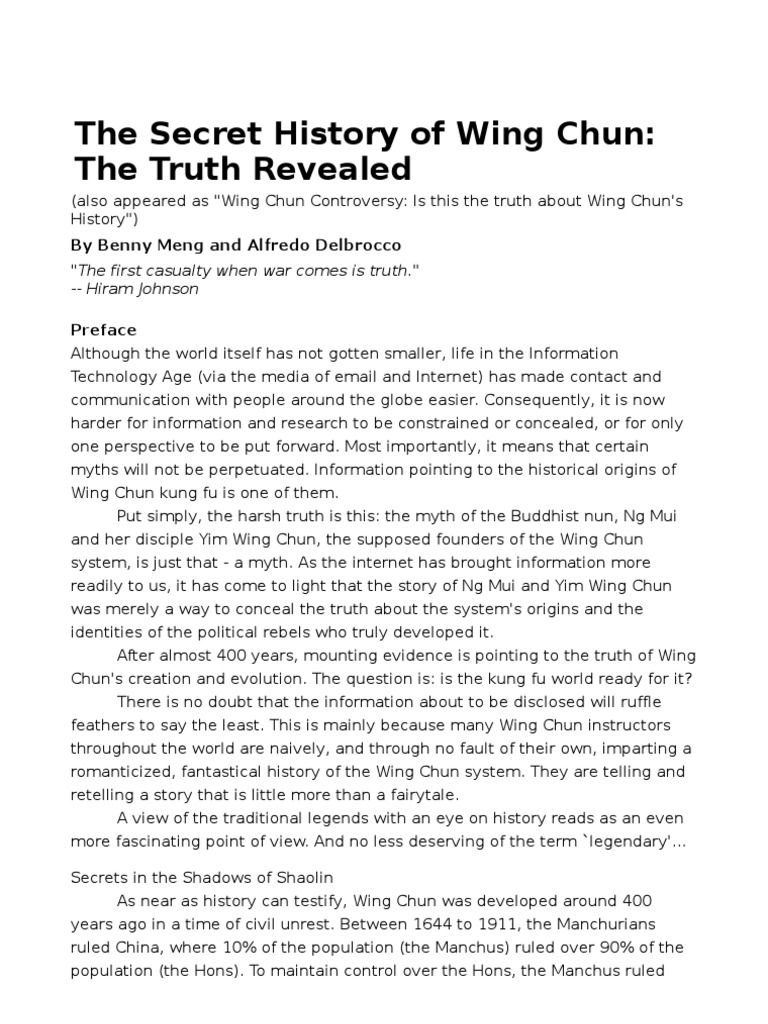 Origins of Hung Fa Yi Wing Chun | PDF | Chinese Martial Arts | Shaolin ...