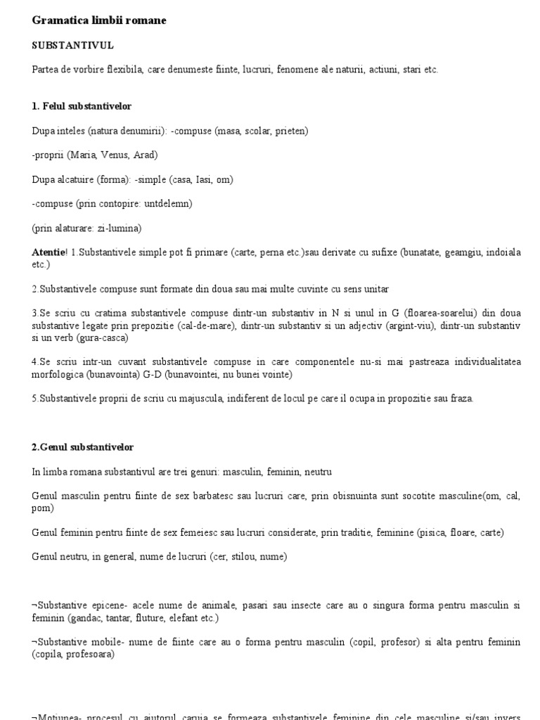 Gramatica Romana Pe Scurt | PDF