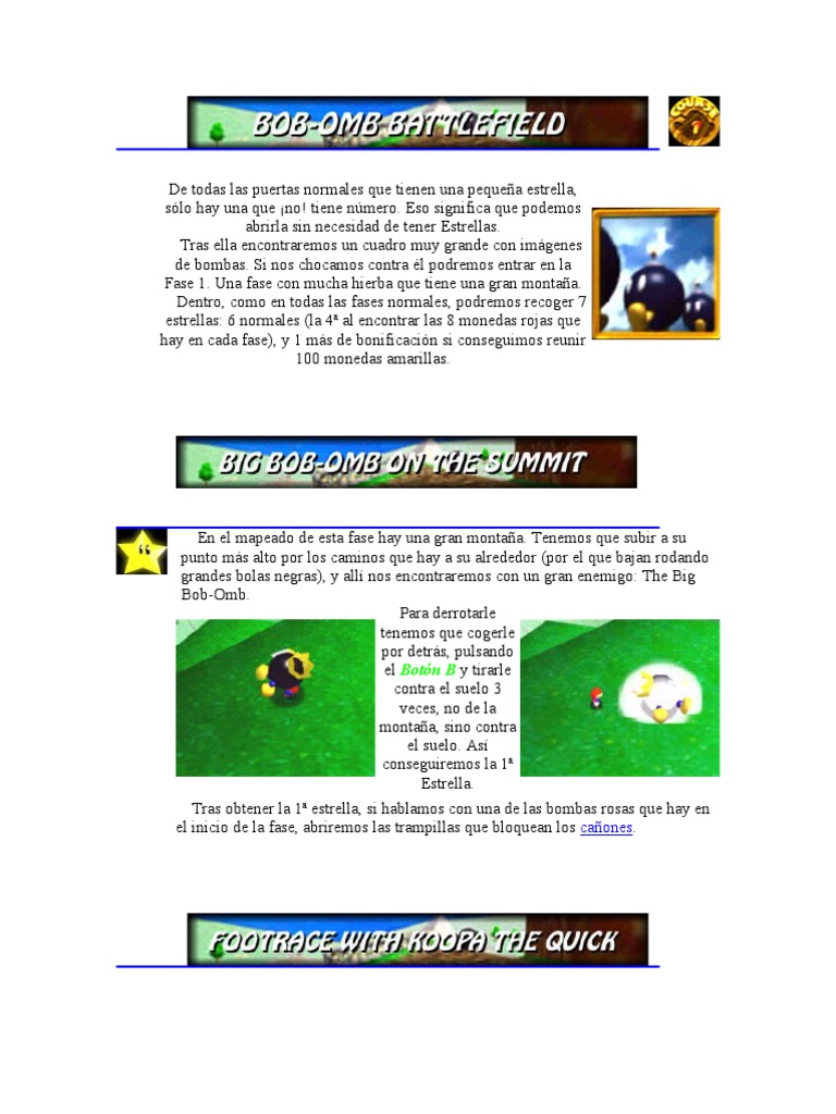 Guia de Mario 64 | PDF | Estrellas | Castillo