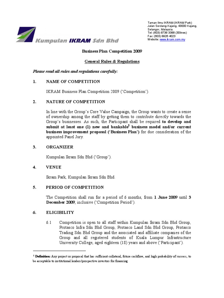 Regulation in business plan example image