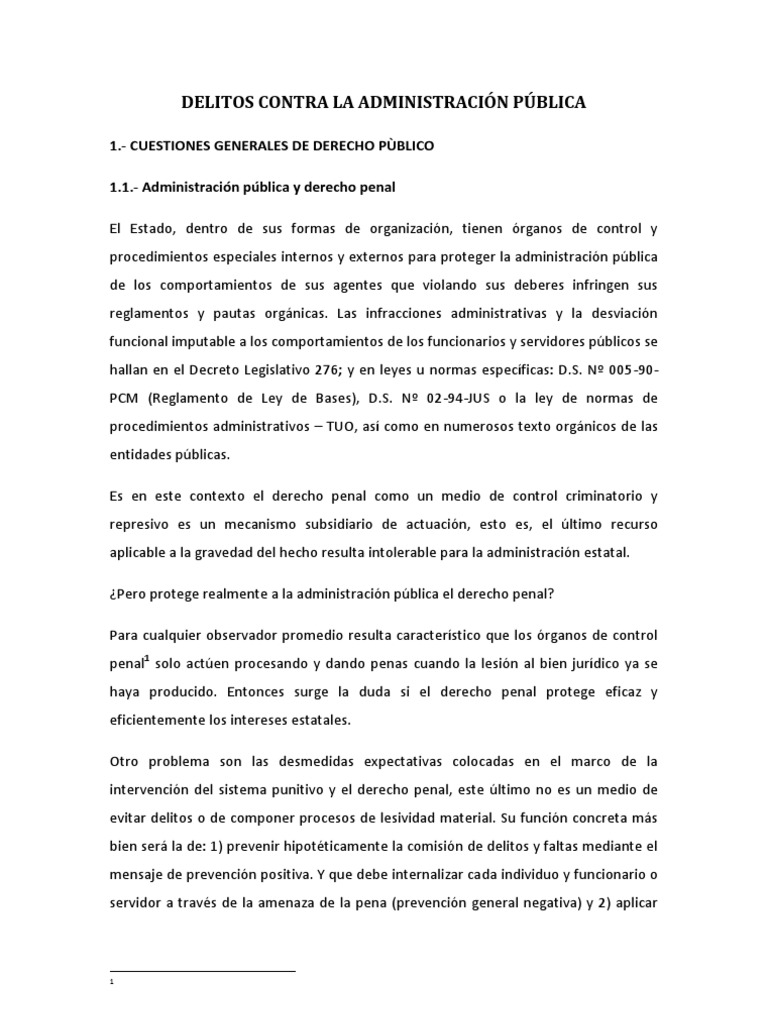 Delitos Contra La Administración Pública | PDF | Derecho penal ...