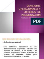 Deficiones Operacionales y Criterios de Programacion Exposicion