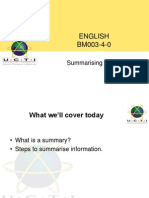 English BM003-4-0: Summarising Information