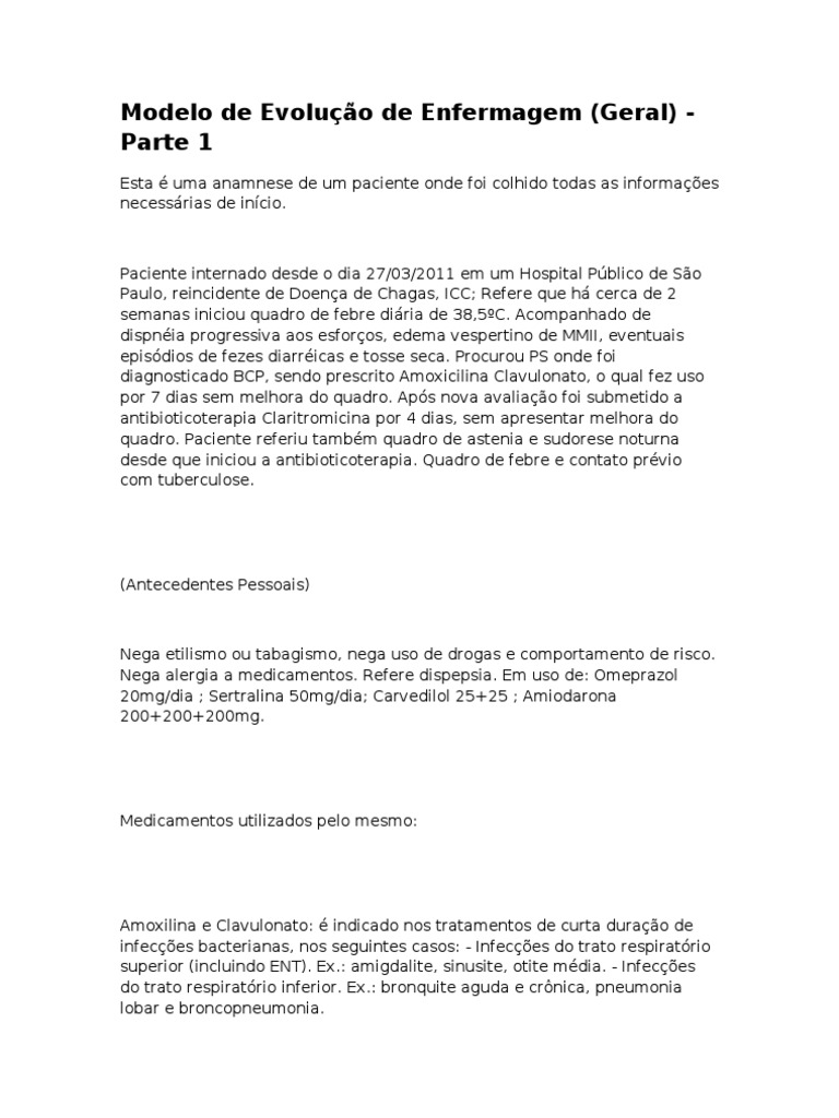 Modelo de Evolução de Enfermagem