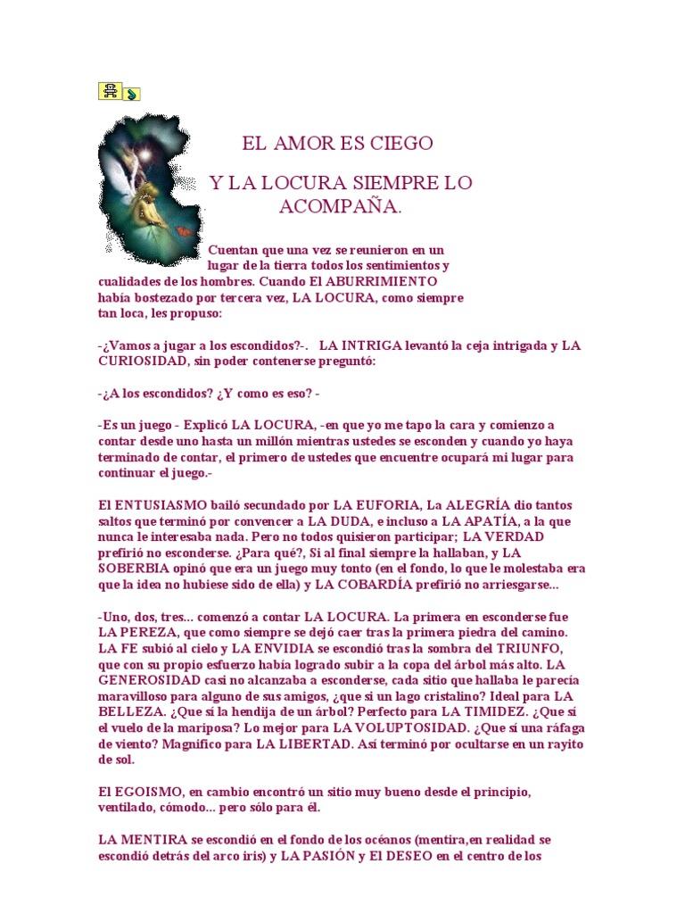 El Amor es Ciego y la Locura Acompaña | PDF | Locura | Amor