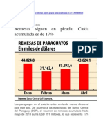 Remesas siguen en picada-Caída acumulada es de 17 por ciento