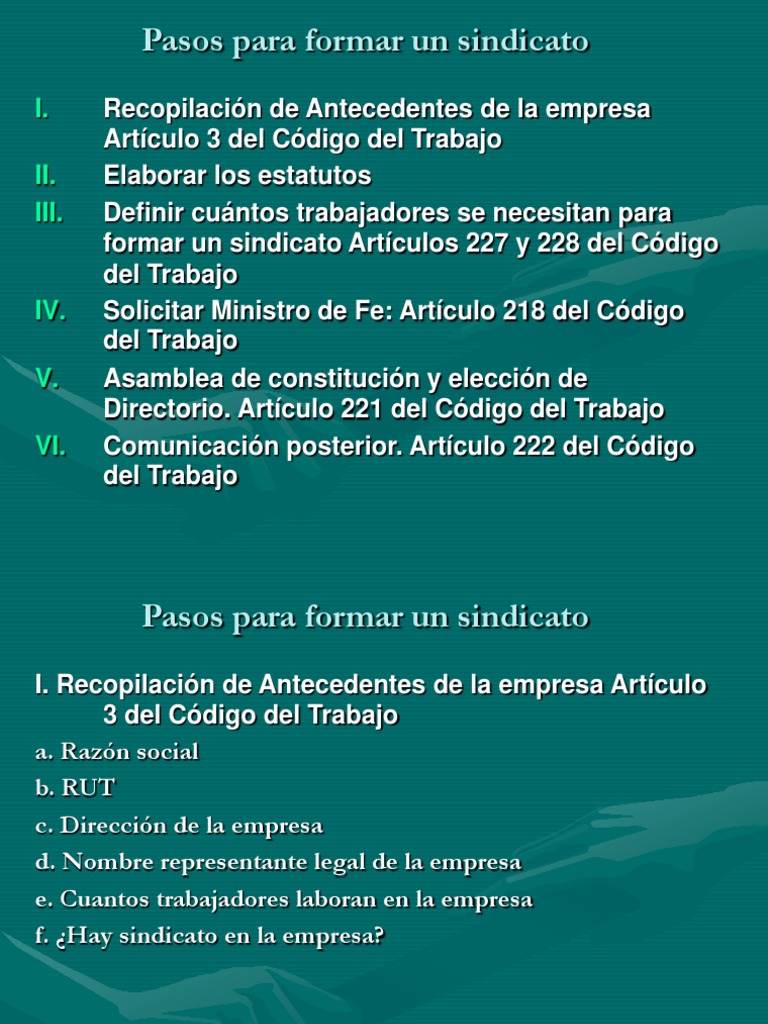 Pasos para constituir un sindicato | PDF | Sindicato | Liquidación