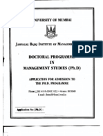 JBIMS PHD Application Form