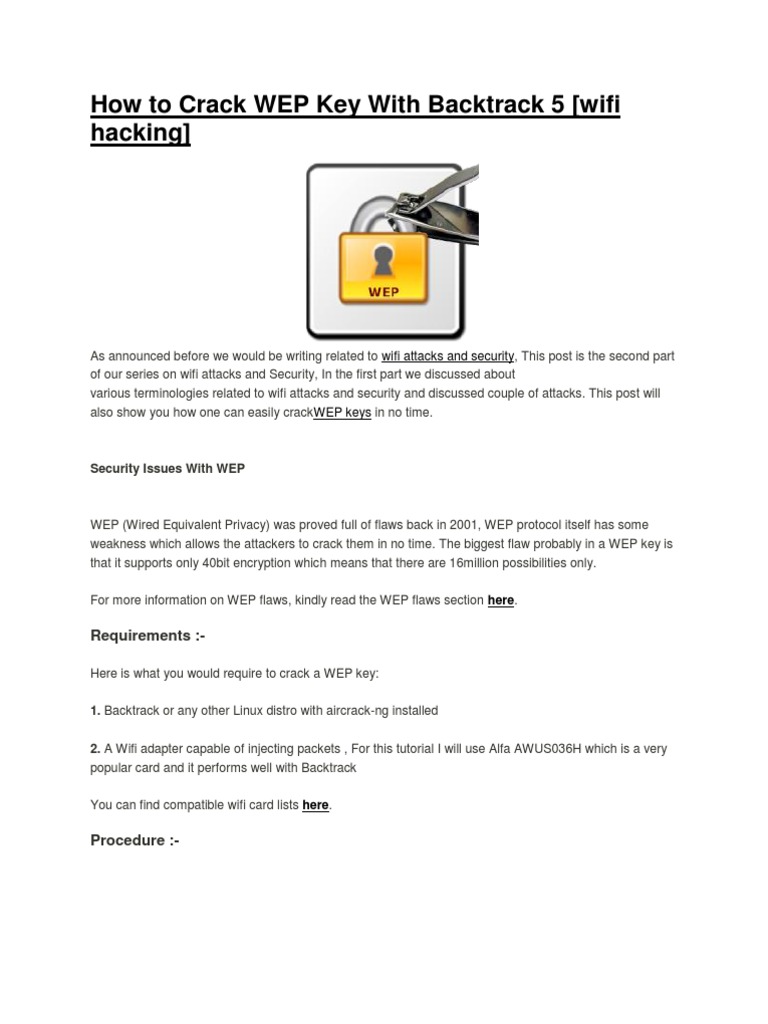 Crack WEP Key Using Backtrack 5 | PDF | Wi Fi | Security Engineering