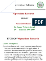 University of Palestine: Operations Research