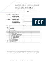 Guidelines/ Format For Review of Books: Brahmdevdada Mane Institute of Technology, Solapur