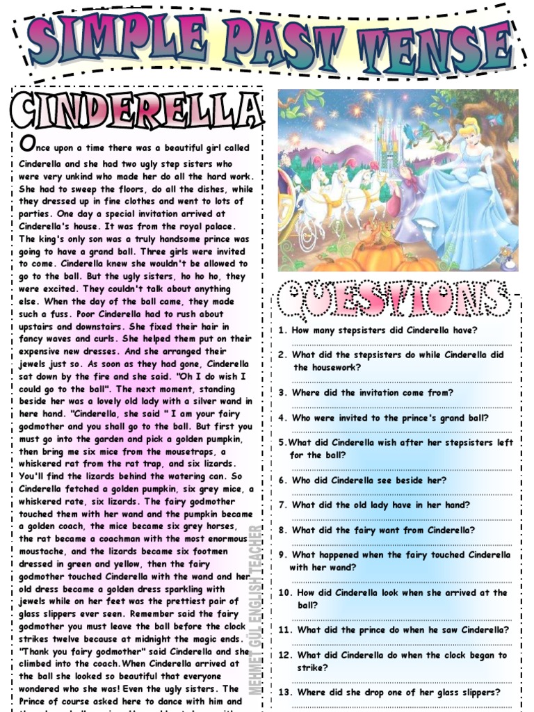 Present Tense Story Worksheet Cenicienta Cinderella