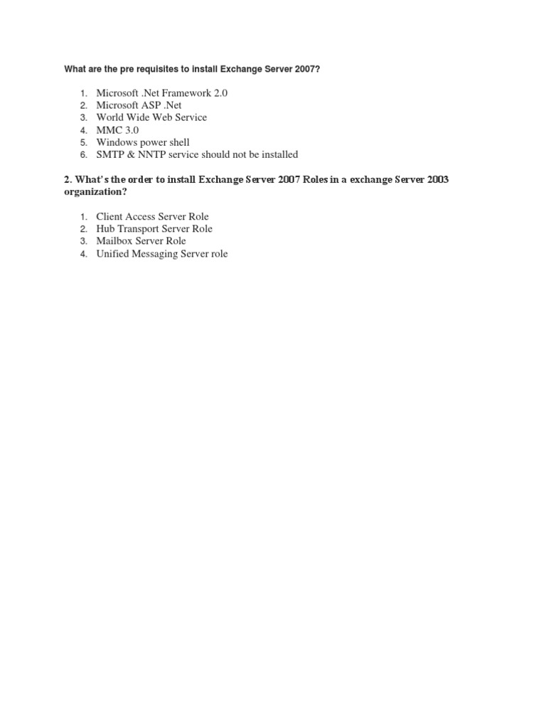 Exchange Server 2007 Setup Guide | PDF
