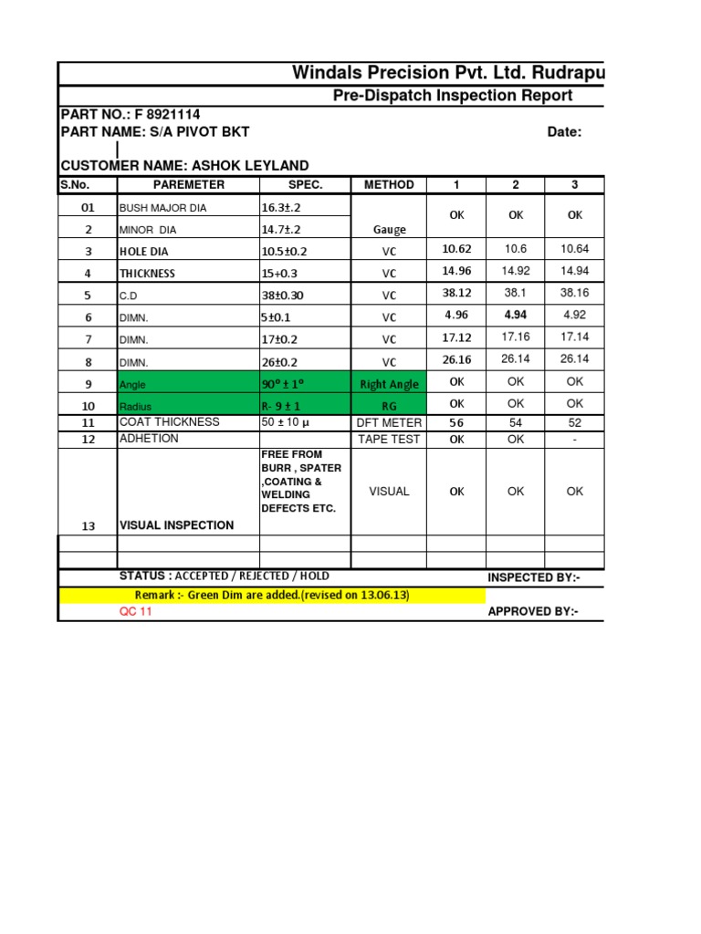 Windals Precision Inspection Report | PDF | Technology & Engineering