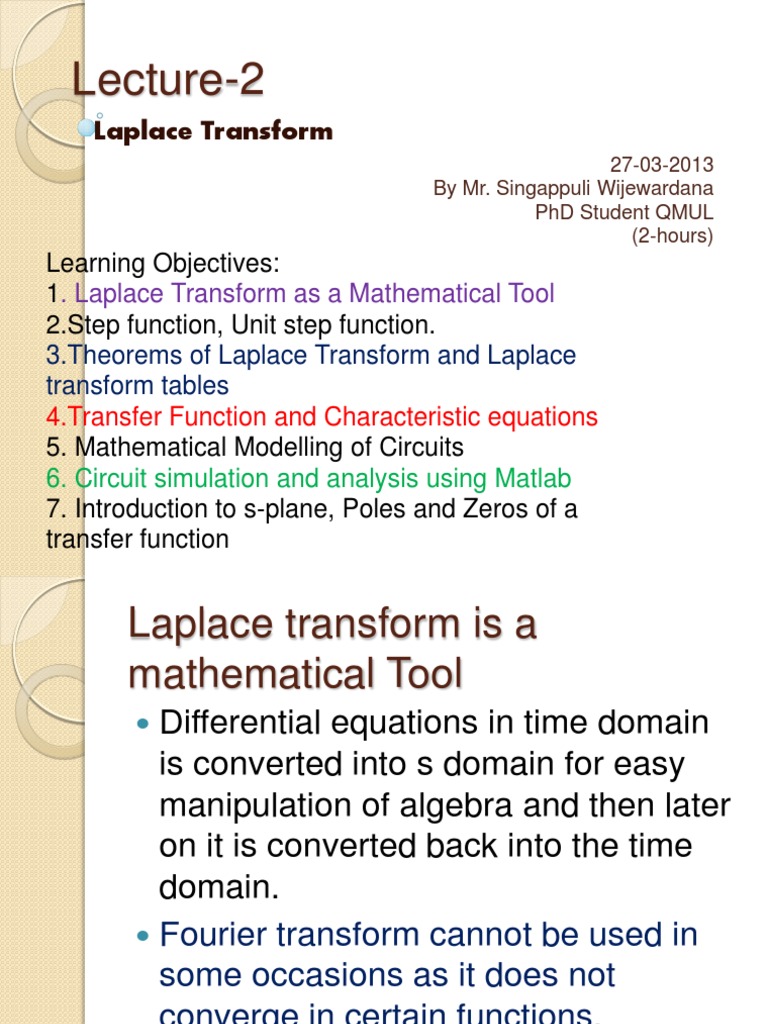 Application of Laplace Transform Laplace Transform Mathematical